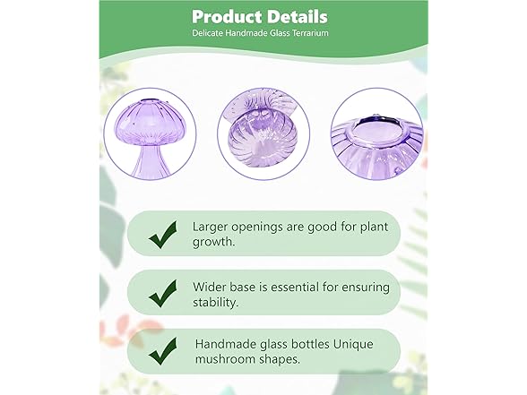 4 Pack Mushroom Glass Plant Terrarium