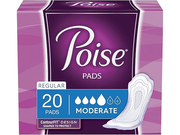 Poise Moderate Absorbency Pads, Regular Length