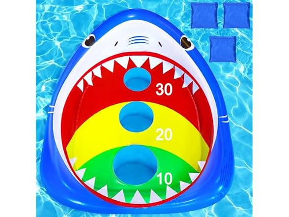 Inflatable Shark Cornhole Board for Pool