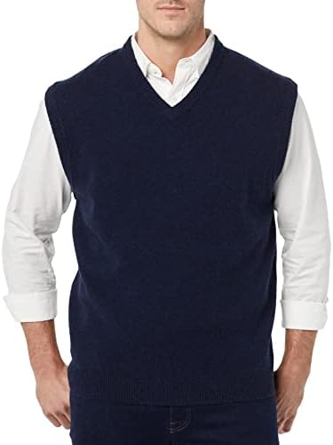 Amazon Essentials Men's Lambs Wool Sweater Vest (Previously Goodthreads), Navy, Large Tall