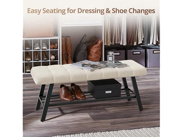 Lue Bona 45" Entryway Bench Linen Color