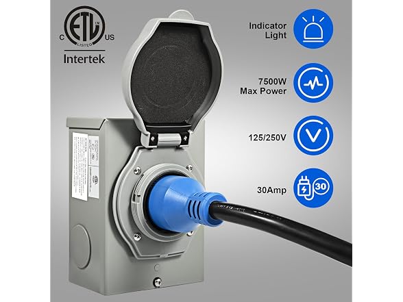 30 Amp Generator Cord and Power Inlet