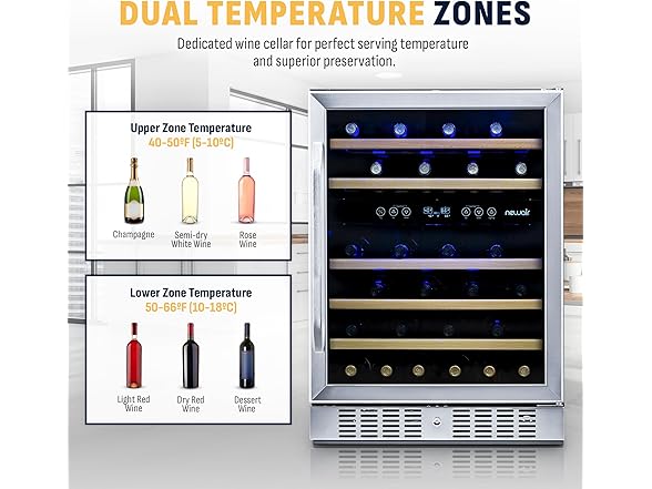 Newair Dual Zone Wine Fridge - 46 Bottles