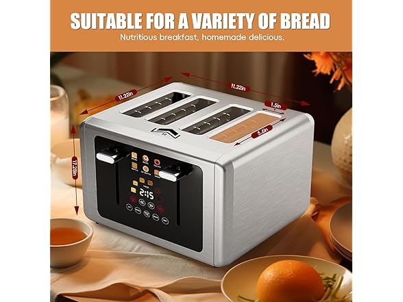 WUNLY 4 Slice Toaster with Touchscreen