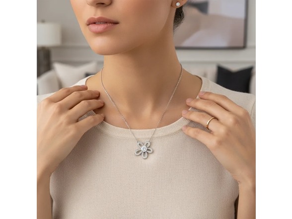 Moissanite Diamond Flower Necklace