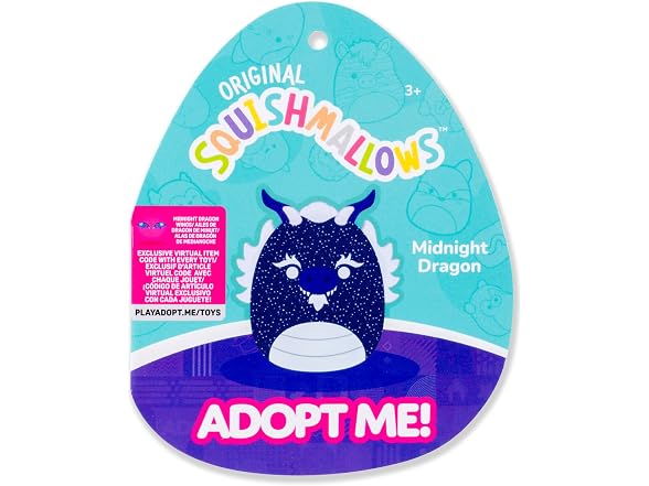 Squishmallows Original 8in Adopt Me Midnight Dragon Plush
