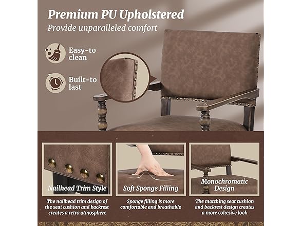 Cozyman Counter Height Bar Stools Set of 2, 26''French Leath (Open Box)