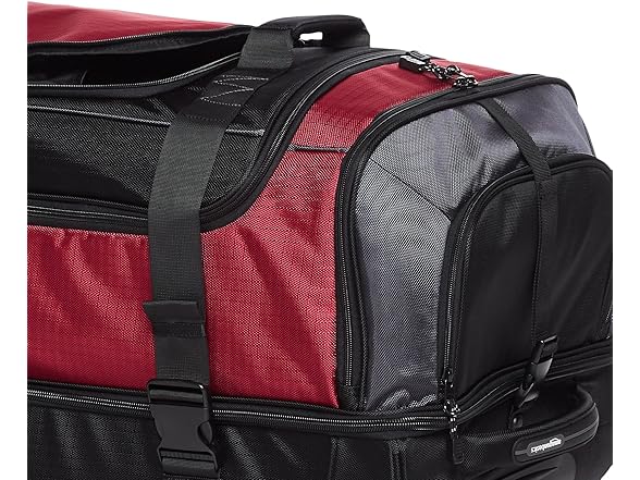 Amazon Basics Ripstop Wheeled Duffel, 35 Inch - Red