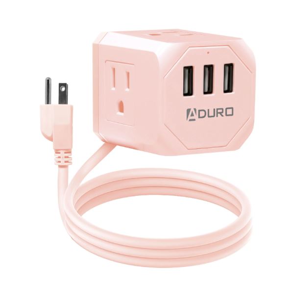 Aduro Square Power Strip - 3 AC Outlets & 3 USB Ports - Gallery 14