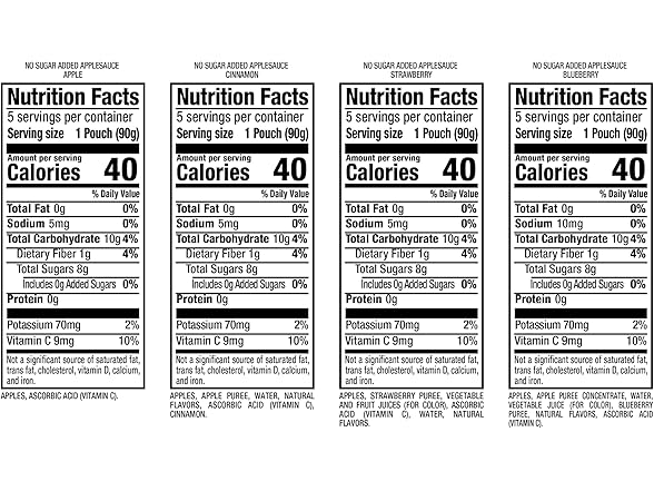 20PK Mott's No Sugar Added Applesauce 4 Flavor Variety