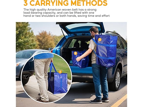 HealSmart 12 Pack Large Moving Bags Blue