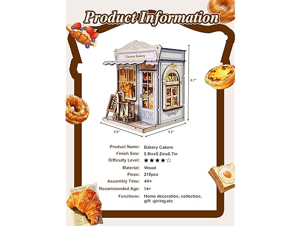 Aeneovix DIY Miniature Bakery Book Nook Kit