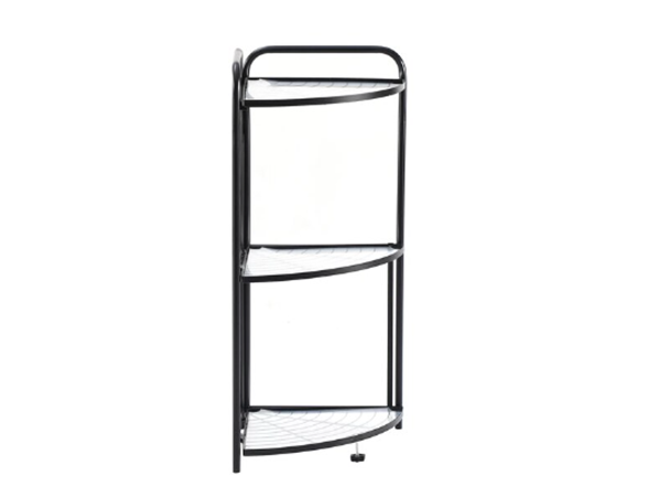 J&V Textiles 7054-BK 3-Tier Foldable Corner Shelf