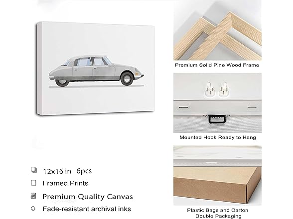 6Pcs Nursery Car Wall Art