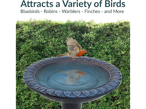 Sunnydaze 26” H Concrete Bird Bath Patina Blue