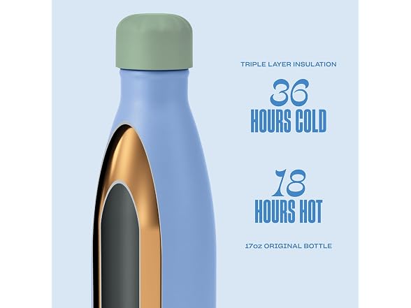 S'well Stainless Steel Water Bottle, 17oz, Chambray