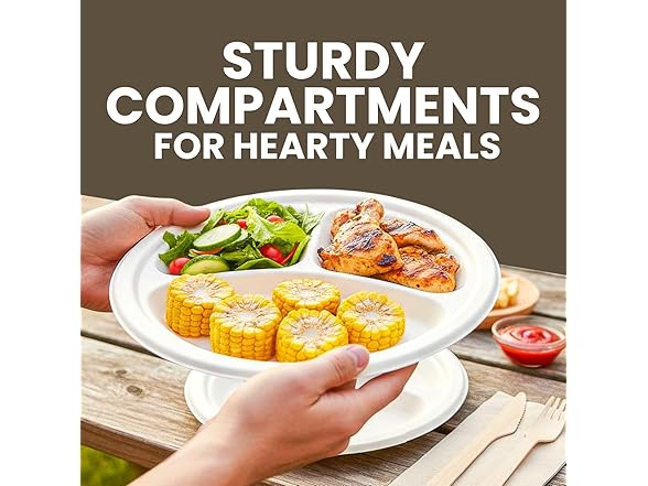 Sugarcane Compartment Plates 10" 100ct