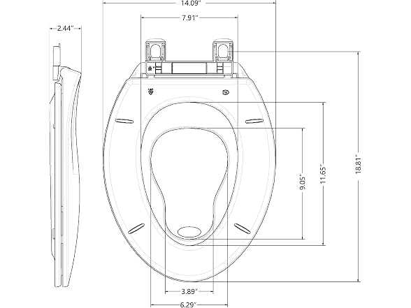 White Elongated Toilet Seat, Slow Close