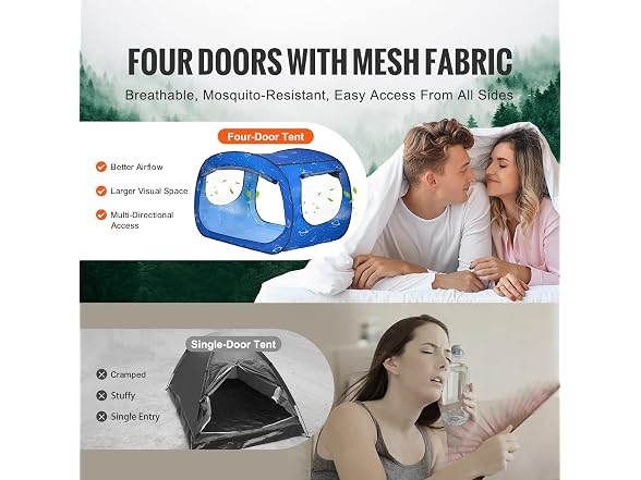 VEVOR Bed Tent, Pongee Fabric, 2 Doors