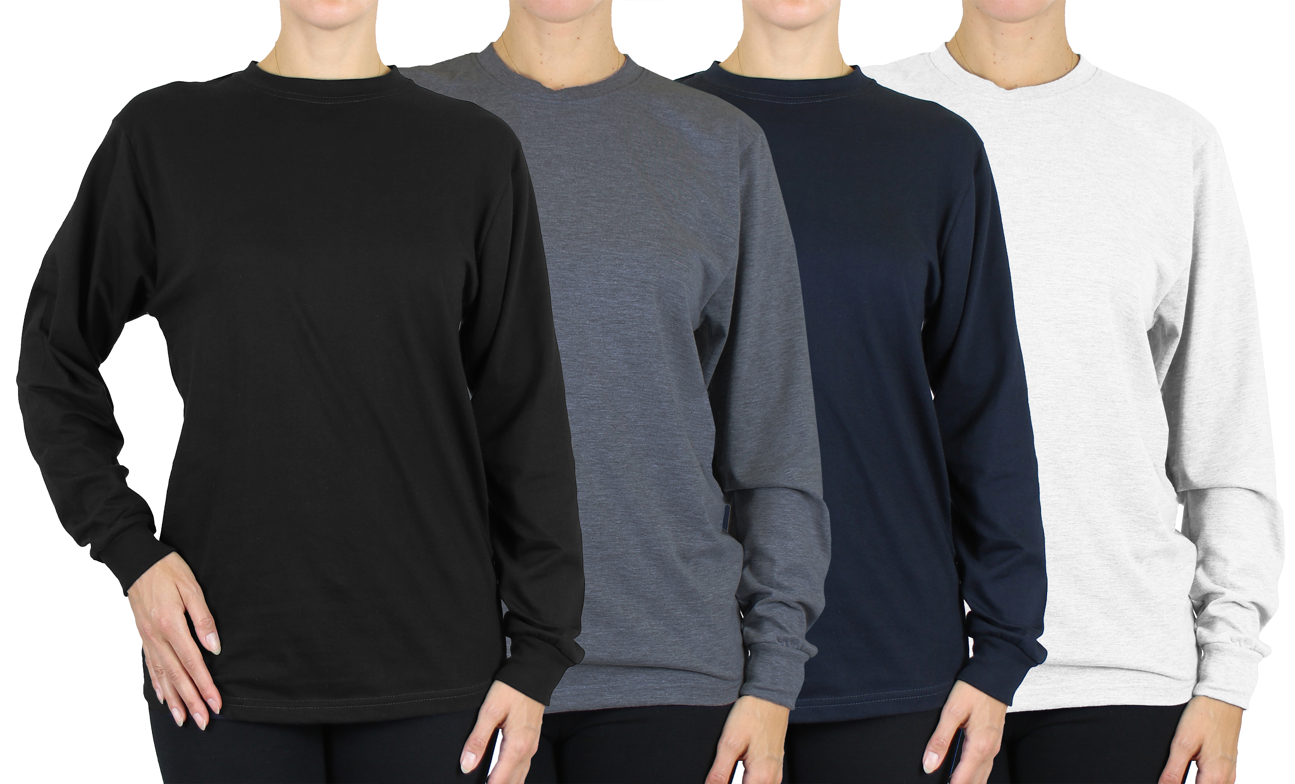 4Pk Womens L/S Crew Neck Classic Shirt - Gallery 10