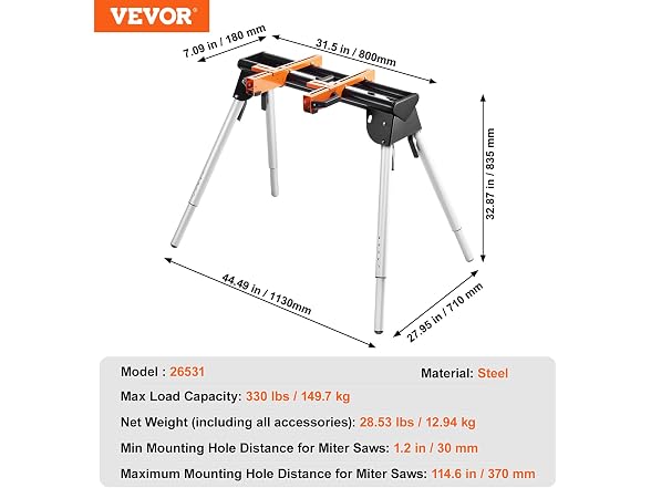 Miter Saw Stand, 36in Collapsible Miter