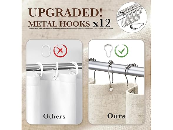 Seasonwood 72x84 Inches Linen Shower Curtain