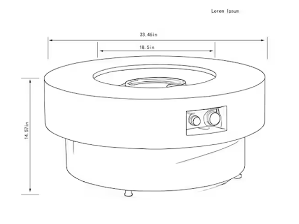 34" Round Metal 50k BTU Fire Table + Cover