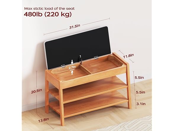 PARTPHONER Shoe Rack Bench with Storage