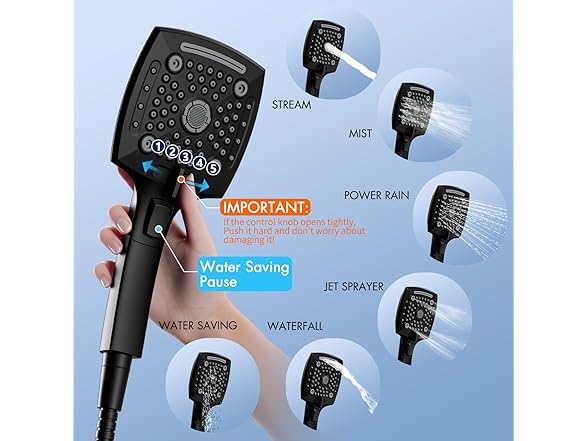 ELLO&ALLO ELLO&ALLO Matte Black Bathroom Shower Faucet S