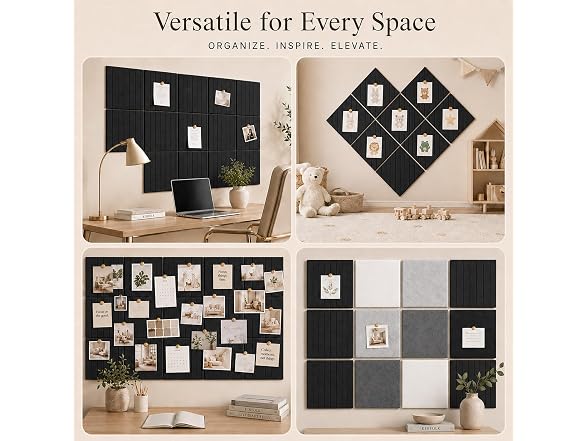 Stripe Felt Bulletin Board Tiles, Cork