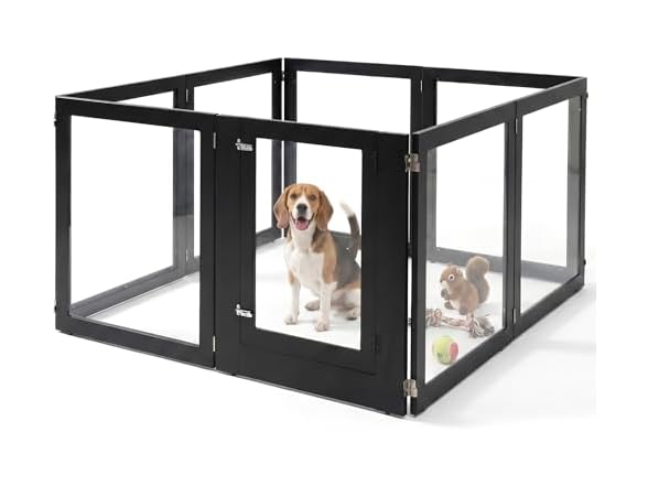 RYpetmia Heavy Duty Clear Acrylic Dog Playpen for