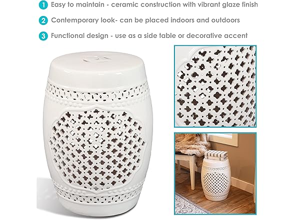Sunnydaze Marrakesh Ceramic Garden Stool Side Table