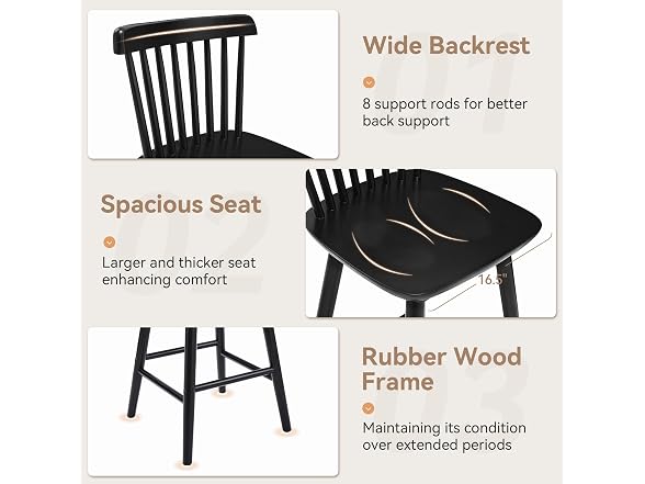 Lue Bona Black Bar Stools Set of 4 24"