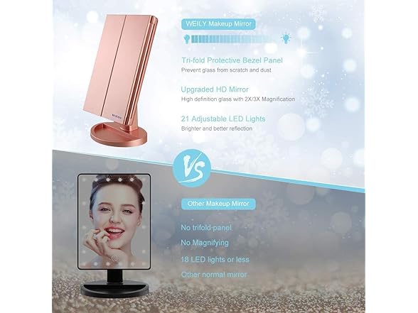 WEILY Makeup Mirror with 21 LED Lights