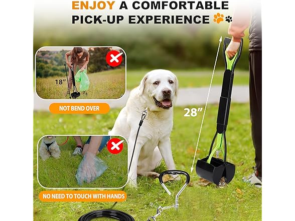 Pooper Scooper+Dog Tie Out Cable