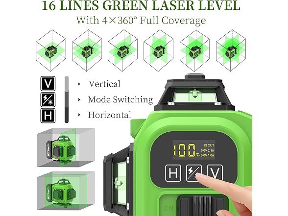 16 Line 4x360 Laser Level Kit w/ Case