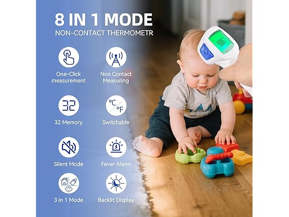 2Pk Berrcom 3-in-1 Forehead Thermometer