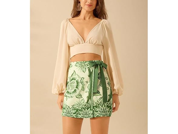 Talakeno Dark Green Floral Wrap Skirt M