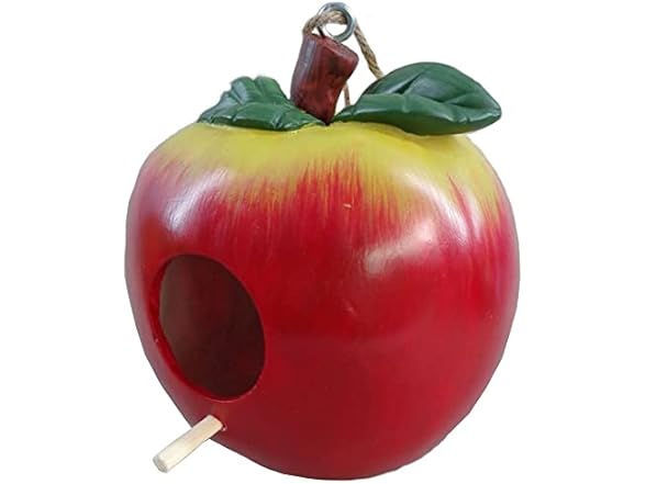 6.9" Resin Red Apple Bird House