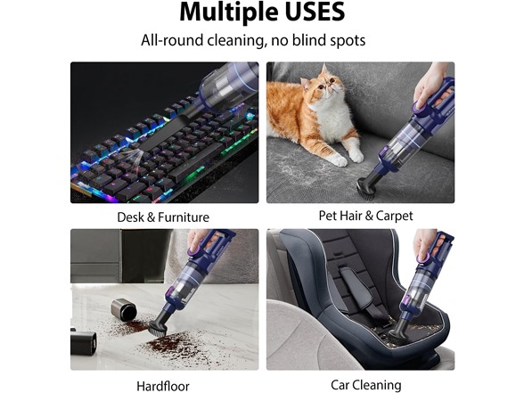 autozen 17000Pa Purple Cordless Car Vacuum