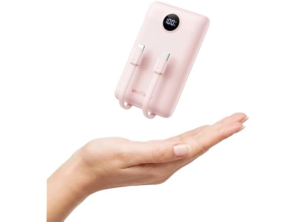 WeeFancy Mini 10000mAh Power Bank Built-In Cables