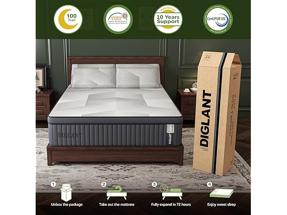 DIGLANT King Mattress, 14" Hybrid Mattress