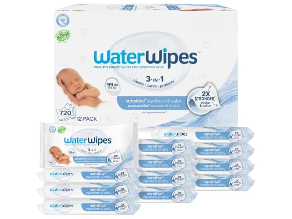 WaterWipes Newborn Baby Wipes 720 Count 12 Packs