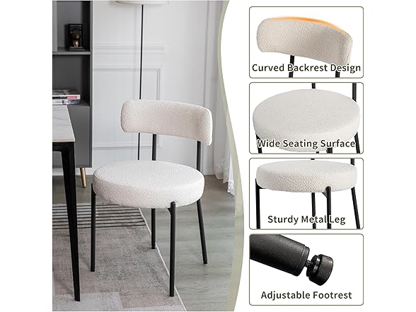 DYHOME Dining Chairs Set of 4, White Kitchen Dining Room Cha (Open Box)