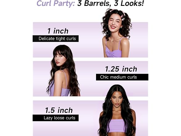 TSUYAGLA White 1"-1.25"-1.5" Barrels Automatic Curling Iron