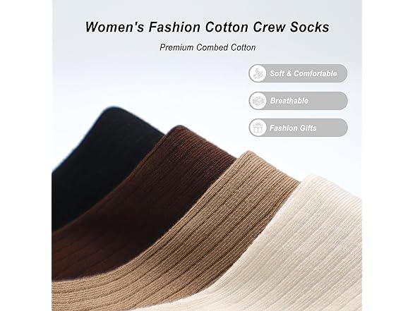 Sakusock Women's Cotton Crew Socks 4 Pairs 8-11