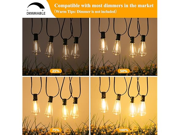 Brightever 50FT Outdoor String Lights Waterproof