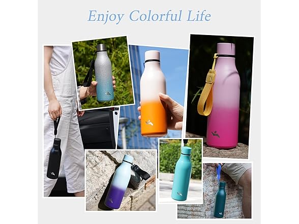 Konokyo 18oz Insulated Water Bottle with Strap