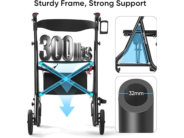 Foldable Rollator Walkers with Seat