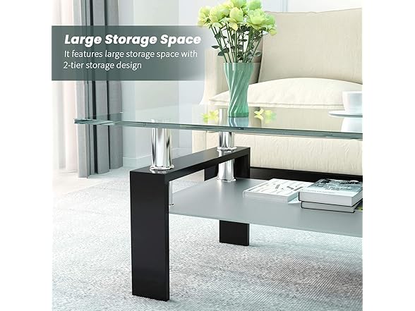DKLGG Rectangle Glass Coffee Table